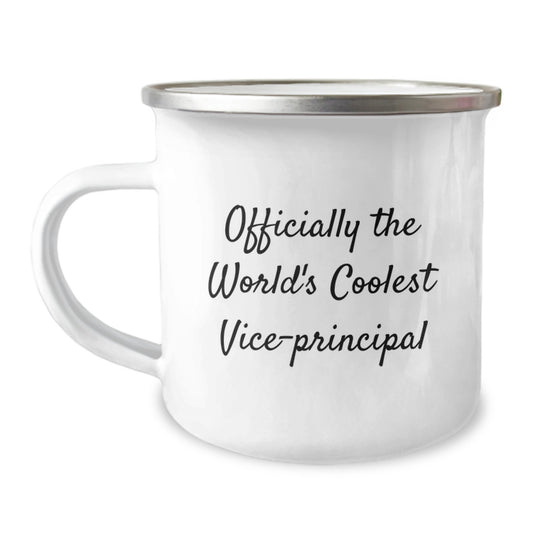 Vice-Principal Gifts from Friends, Co-workers, or Family - 'Officially The World's Coolest Vice-Principal' Funny Camping Mug for Graduation - Image 1