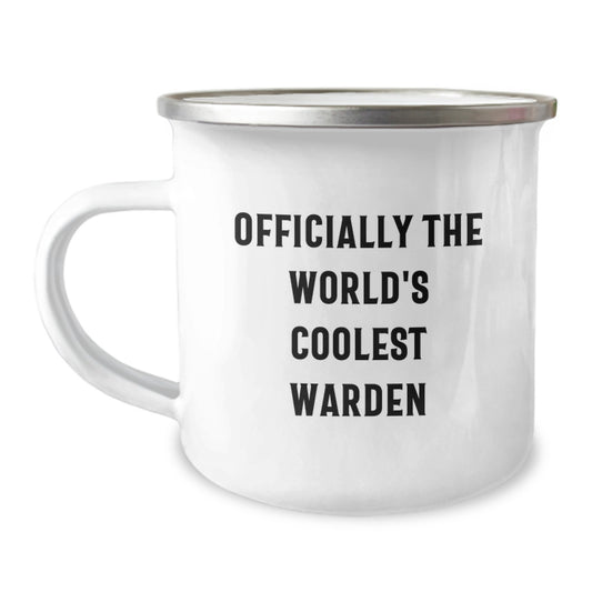 Funny Warden Gifts for Men, Officially The World's Coolest Warden, Camping Mug for Graduation Unique Gifts from Friends - Image 1