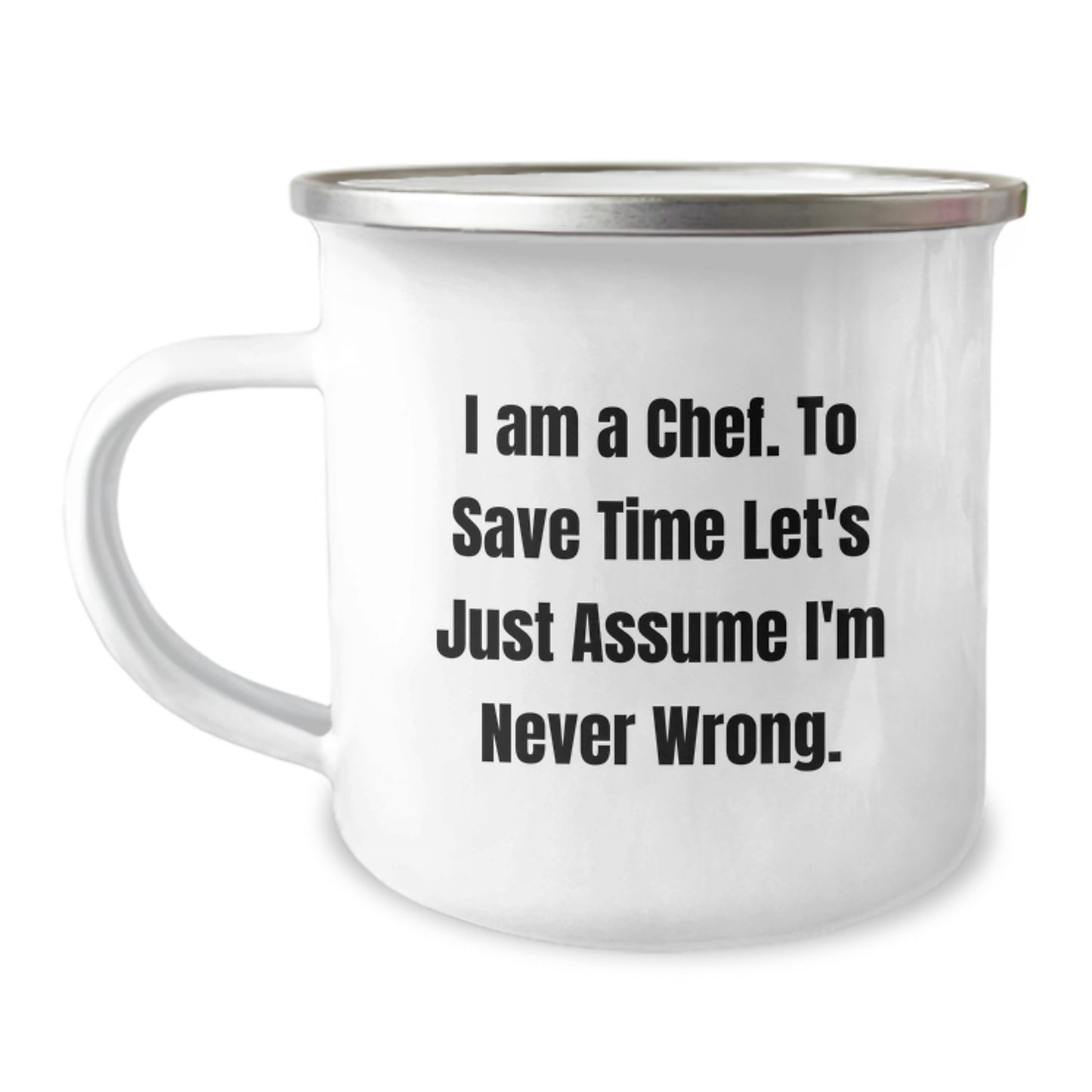 Funny Chef Gifts from Friends for Graduation Unique Ideas Camping Mug with I Am A Chef Quote - Image 1