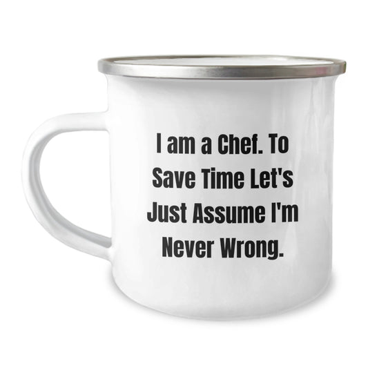 Funny Chef Gifts from Friends for Graduation Unique Ideas Camping Mug with I Am A Chef Quote - Image 1