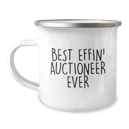 Funny Auctioneer Gifts for Men, Best Effin' Auctioneer Ever, Unique Camping Mug for Graduation - Image 1