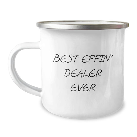 Funny Dealer Gifts for Men - Best Effin' Dealer Ever Camping Mug, Stainless Steel with Enamel Finish, Perfect for Christmas Unique Gifts from Friends - Image 1