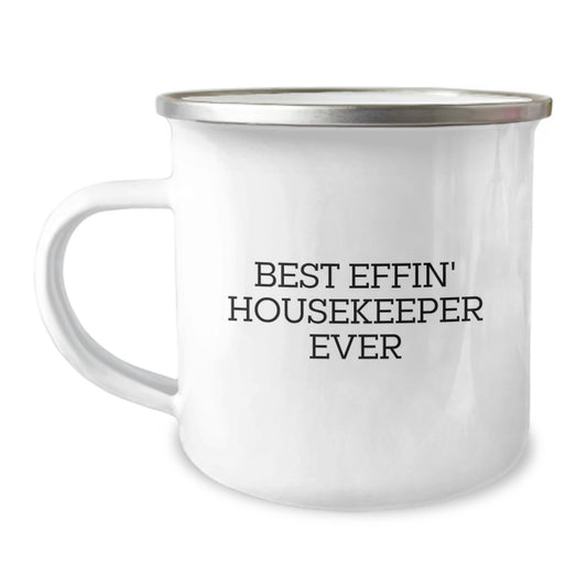 Funny Housekeeper Humor Gifts from Friends, Best Effin Housekeeper Ever Camping Mug for Men, Women, Family or Coworkers Graduation Unique Gift Ideas - Image 1