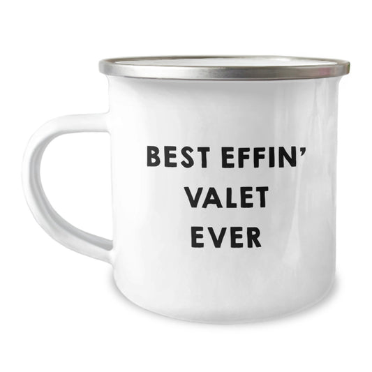 Funny Valet Gifts for Men from Friends, Camping Mug Best Effin' Valet Ever, Perfect Graduation Unique - Image 1