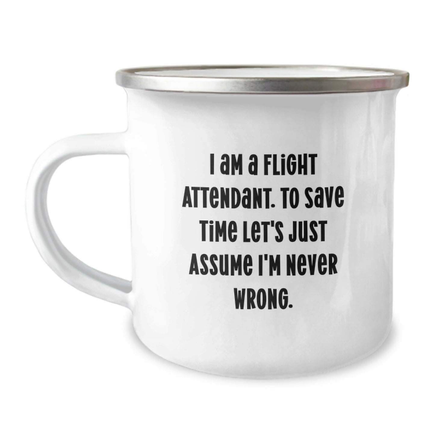 12oz Camping Mug – Flight Attendant Keepsake for Friend Birthday Gift - Image 1