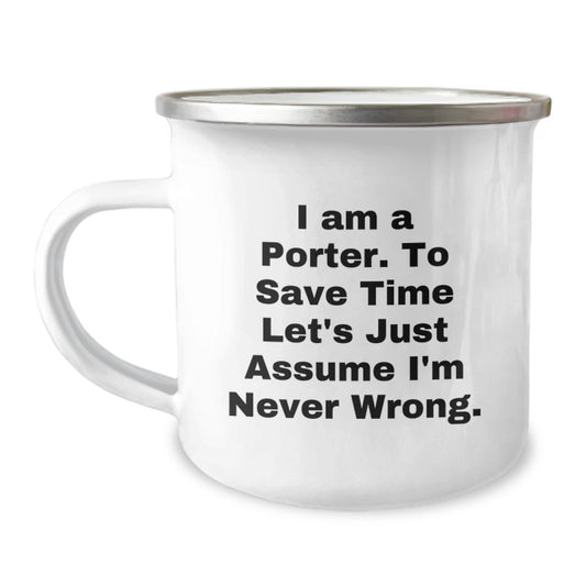 Funny Porter Gifts from Men for Camping Mug - Graduation Unique Gifts for Porter Friends - Image 1
