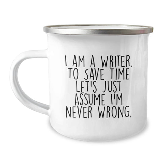 Writer's Humor Camping Mug, Funny Quote Gifts for Writers from Friends, Birthday Unique Gifts for Men, Women, Coworkers, Family - Image 1