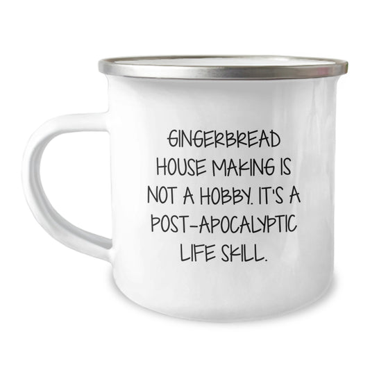 Gingerbread House Making Keepsake Camping Mug for Him Birthday Gift - Image 1