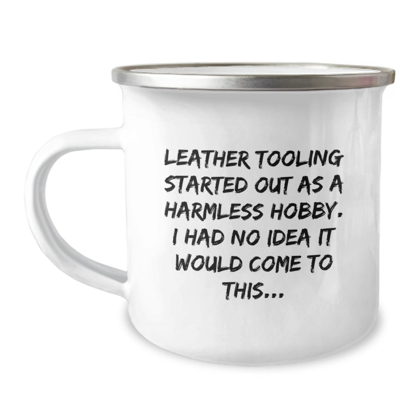Leather Tooling Keepsake Camping Mug for Him Surprise Birthday Gift - Image 1