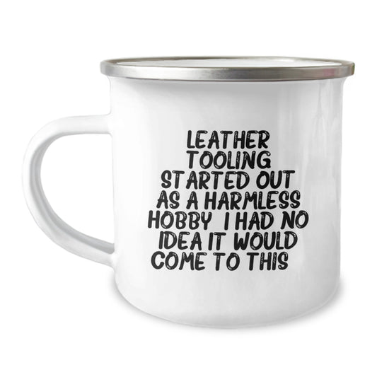Leather Tooling Camping Mug Birthday Gift for Her Present Durable - Image 1