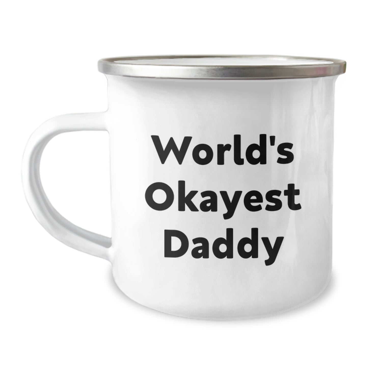 World's Okayest Daddy Novelty Camping Mug for Friends Birthday Gift - Image 1