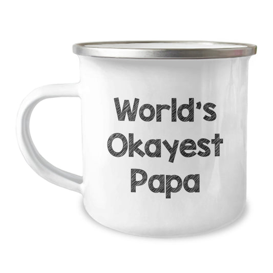 Novelty Camping Mug for Grandpa Birthday Gift World's Okayest Papa - Image 1