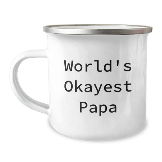 Papa Keepsake Camping Mug for Him Birthday Gift World's Okayest Papa - Image 1