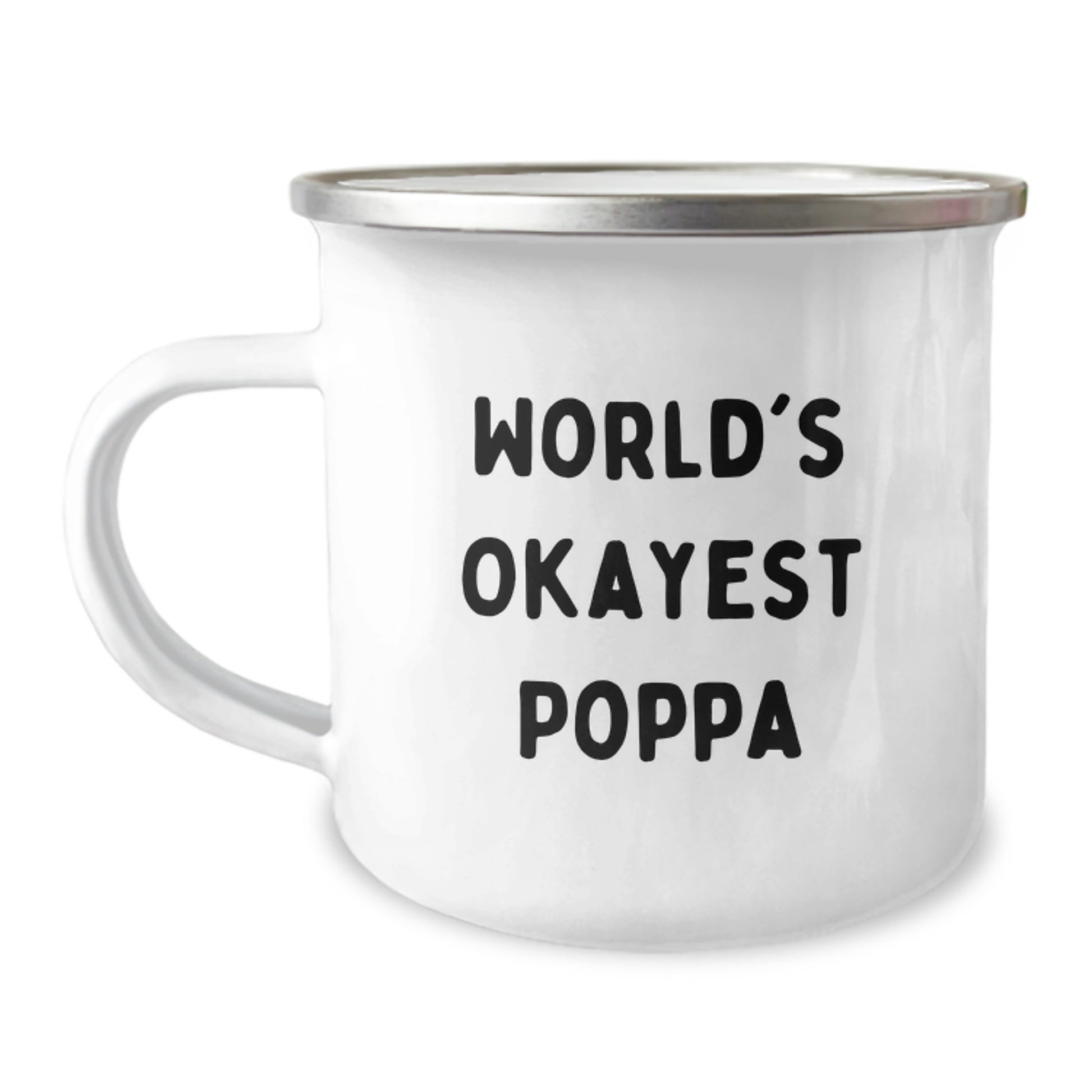 Funny World's Okayest Poppa Camping Mug Gifts from Men to Poppa on Birthday - Image 1