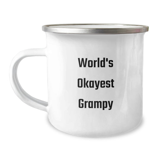 Funny Grampy Gifts, World's Okayest Grampy Camping Mug for Birthday, Gifts from Family to Grampy, Perfect for Men - Image 1