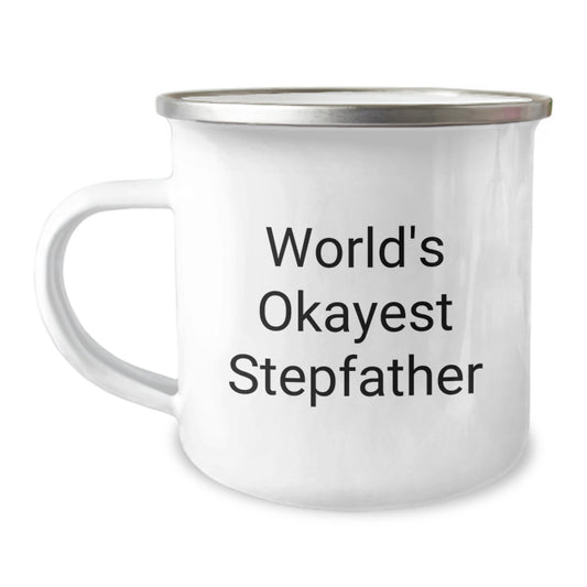 Birthday Gift Stepfather Camping Mug Her – World's Okayest Stepfather - Image 1