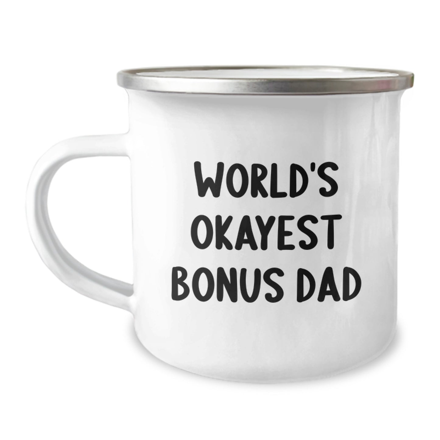 Birthday Gift World's Okayest Bonus Dad Camping Mug for Dad Present - Image 1