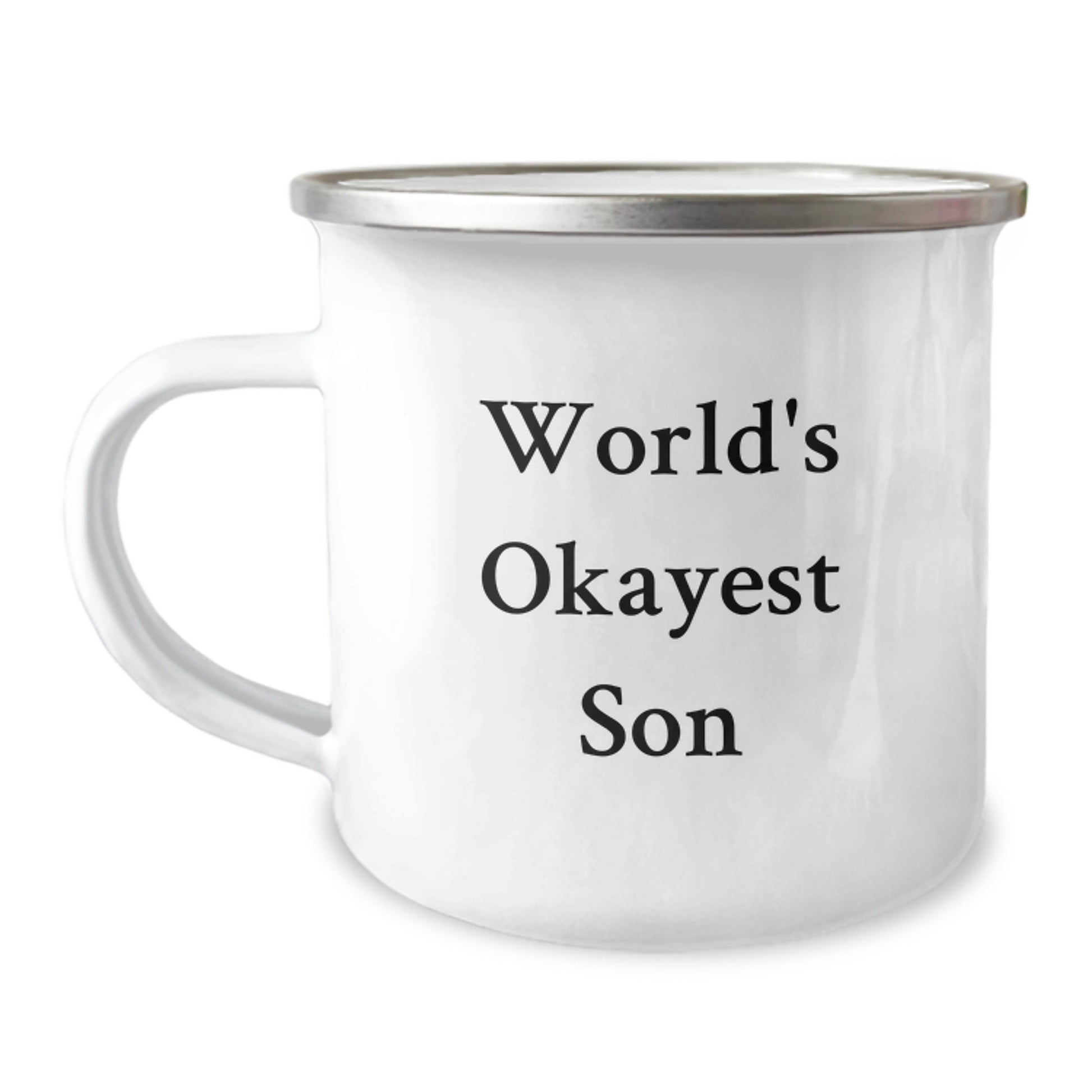 Son's Birthday Unique Gift, World's Okayest Son Camping Mug, Funny Quote, Unique Birthday Unique Gift for Men, Gifts from Family - Image 1