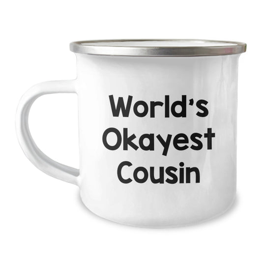 Funny Cousin Gifts from Family for Cousin - World's Okayest Cousin Camping Mug for Christmas Unique Gifts - Image 1