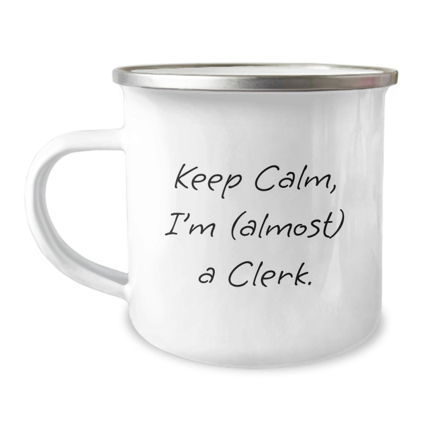 Quirky Novelty Clerk Camping Mug for Friends Birthday Fun Gift - Image 1