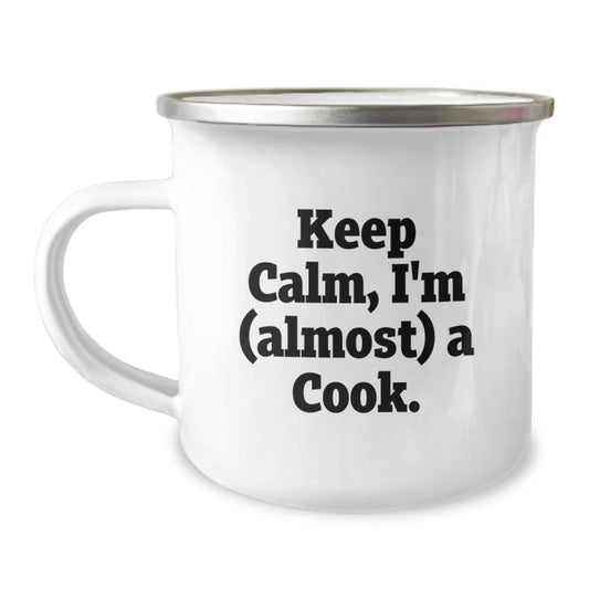 For Him Camping Mug Birthday Gift – Keep Calm, I'm (Almost) A Cook - Image 1