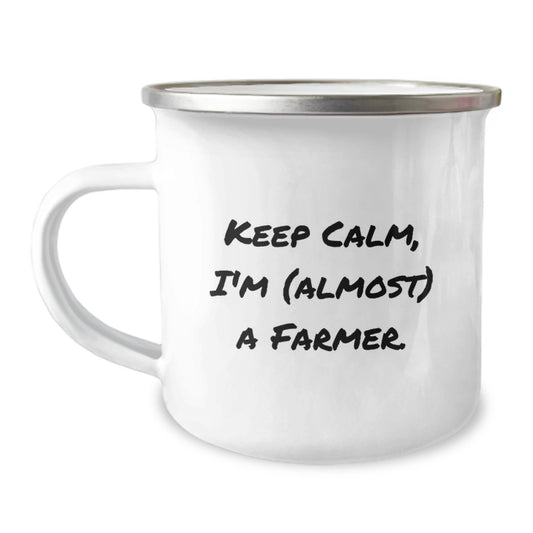 Farmer Keepsake Camping Mug Birthday Gift for Him Keep Calm Now - Image 1