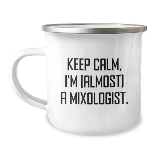 Funny Mixologist Gifts from Friends for Him, I'm (almost) A Mixologist. Valentine's Unique Fun Camping Mug - Image 1