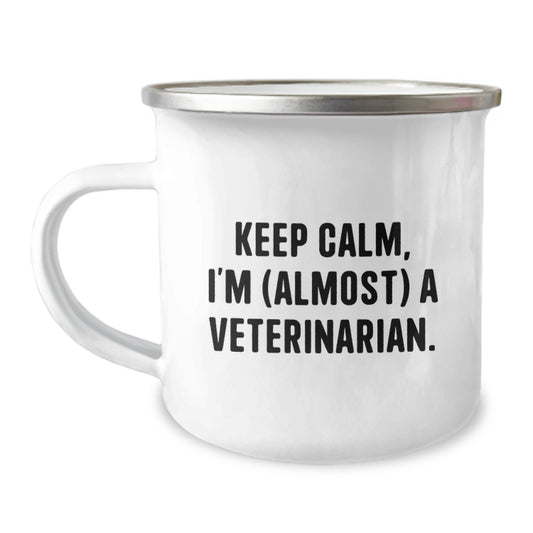 Funny Veterinarian Gifts for Birthday, Camping Mug Keeps Calm I'm almost a Veterinarian, Gift from Friends, Perfect Unique Birthday Present for Veterinarian Men or Women - Image 1