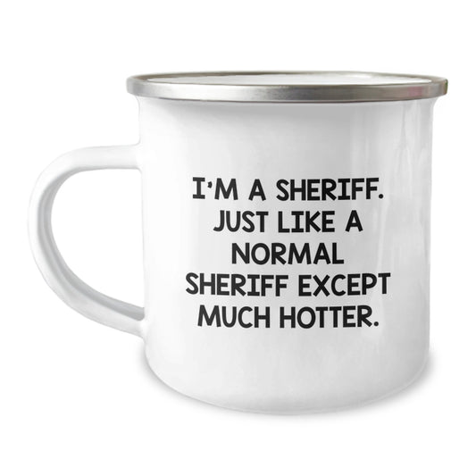 Funny Sheriff Camping Mug Gifts for Dad on Father's Day Unique Sheriff Themed Mugs from Men - Image 1