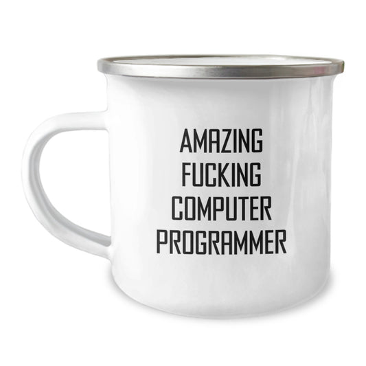Amazing Fucking Computer Programmer Camping Mug Gift for Him - Keepsake - Image 1