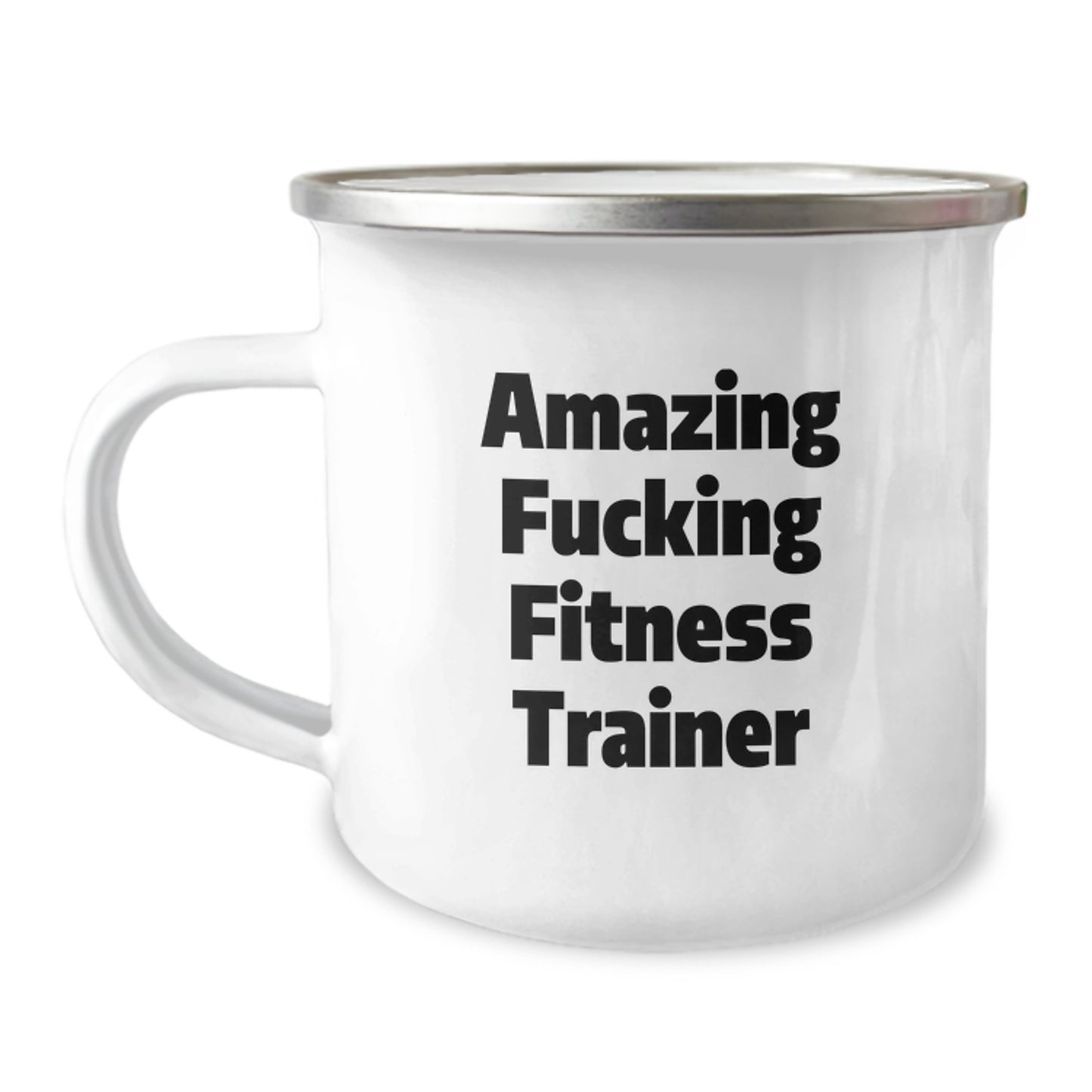 Funny Fitness Trainer Gifts from Friends - 'Amazing F--king Fitness Trainer' Quote on Camping Mug for Birthday - Image 1