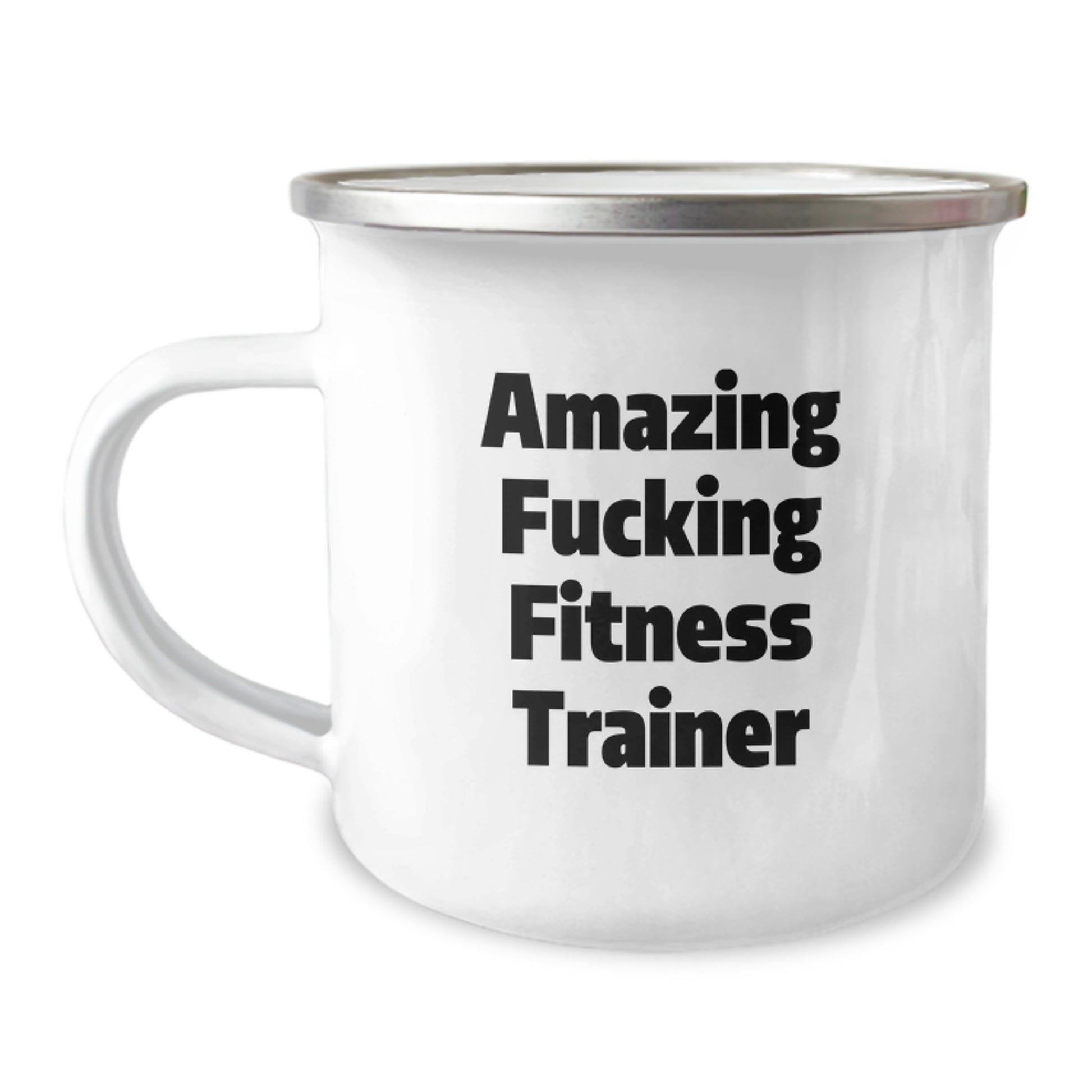 Funny Fitness Trainer Gifts from Friends - 'Amazing F--king Fitness Trainer' Quote on Camping Mug for Birthday - Image 1