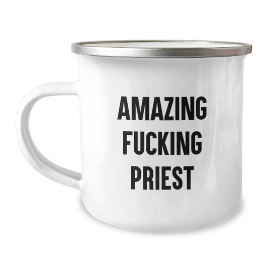 Priest Gift for Him - Amazing Fucking Priest Camping Mug Keepsake - Image 1