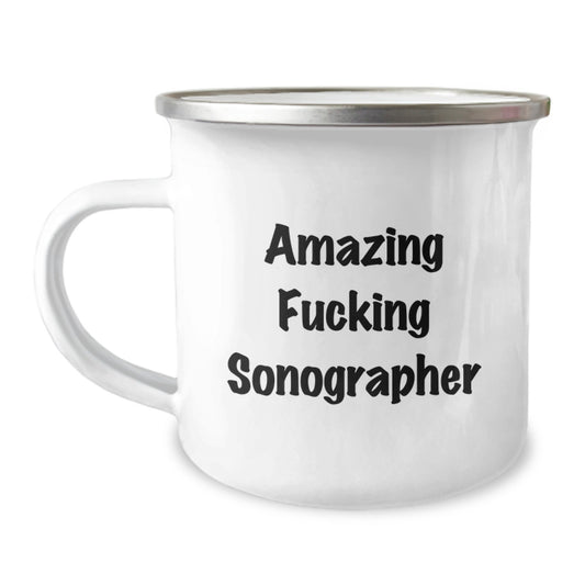 Christmas Gift for Her - Amazing Fucking Sonographer Camping Mug Present - Image 1