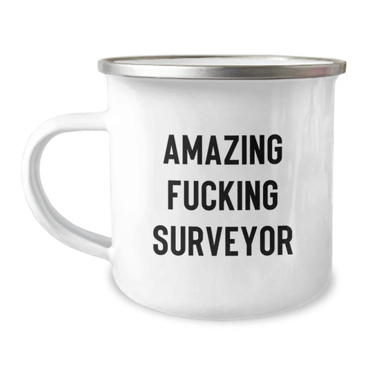 Surveyor Gift for Him - Amazing Fucking Surveyor Keepsake Camping Mug - Image 1