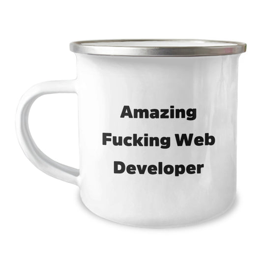 Web Developer Gift for Him - Amazing Fucking Web Developer Camping Mug - Image 1