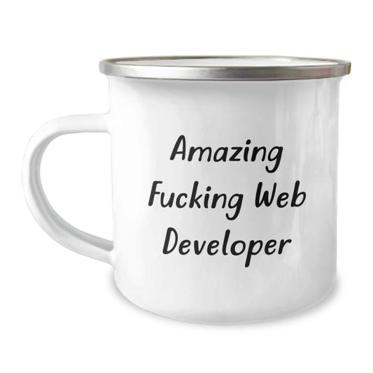 Christmas Gift for Her - Amazing Fucking Web Developer Camping Mug - Image 1