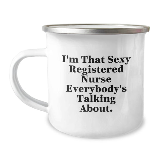 Christmas Gift for Her - Sexy Registered Nurse Quote Camping Mug Present - Image 1