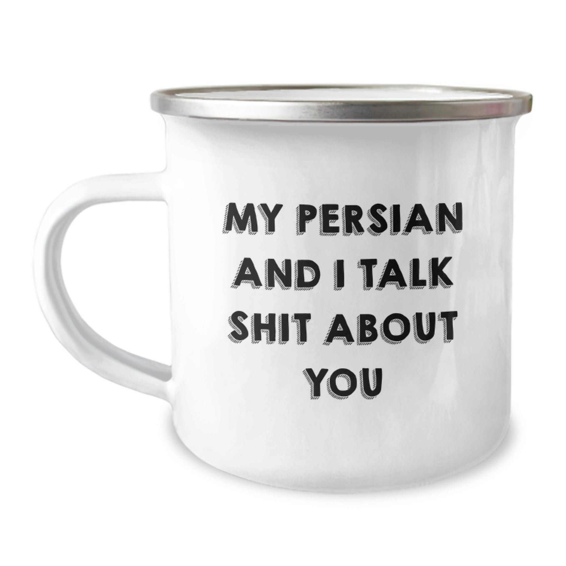 Funny Persian Cat Gifts for Men from Friends Camping Mug - My Persian And I Talk Shit About You Birthday Unique Mug - Image 1