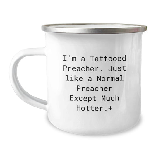 Christmas Gift for Her Playful Tattooed Preacher Camping Mug Present - Image 1