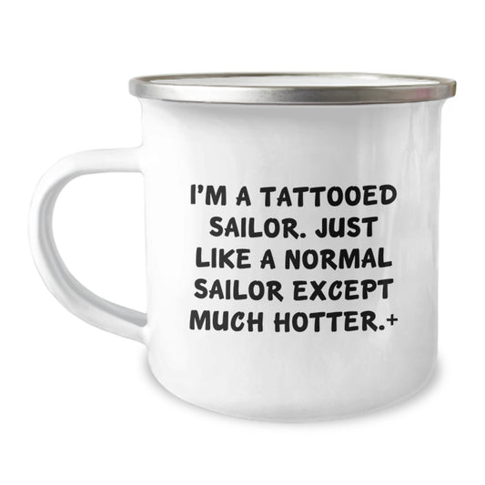 Christmas Gift for Her - Playful Tattooed Sailor Camping Mug Present - Image 1