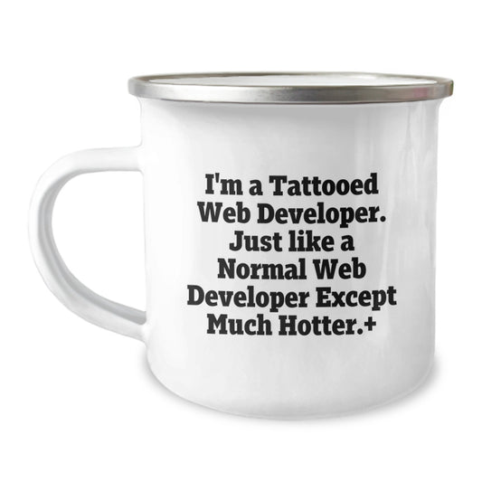 Web Developer Gift For Him - Funny Tattooed Web Developer Keepsake Mug - Image 1
