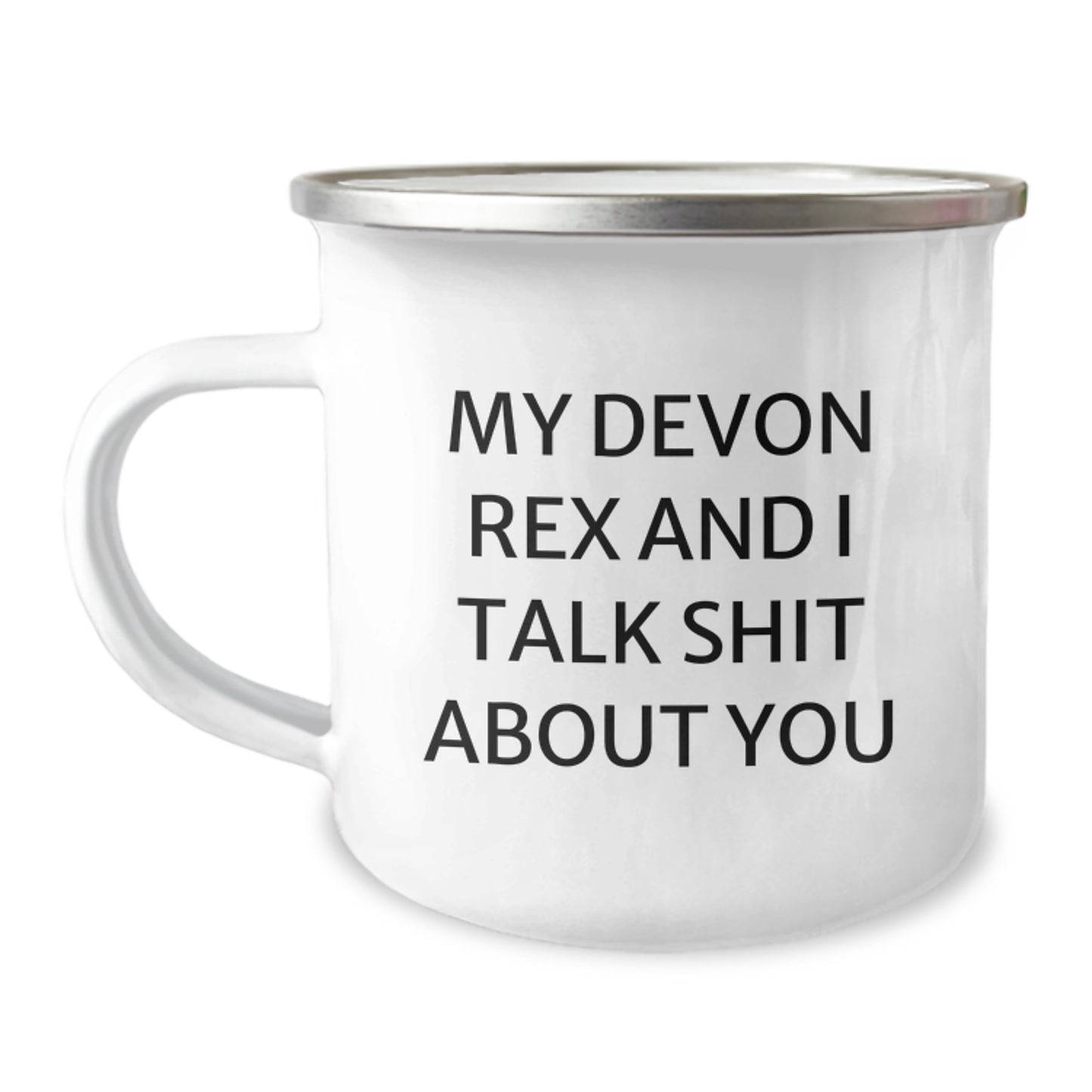 Devon Rex Cat Lover's Funny Camping Mug Gifts from Friends to Family - 'My Devon Rex And I Talk Shit About You' Christmas Unique - Image 1