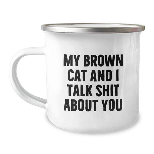 Funny Brown Cat Camping Mug Gifts from Men to Women for Mother's Day - Image 1