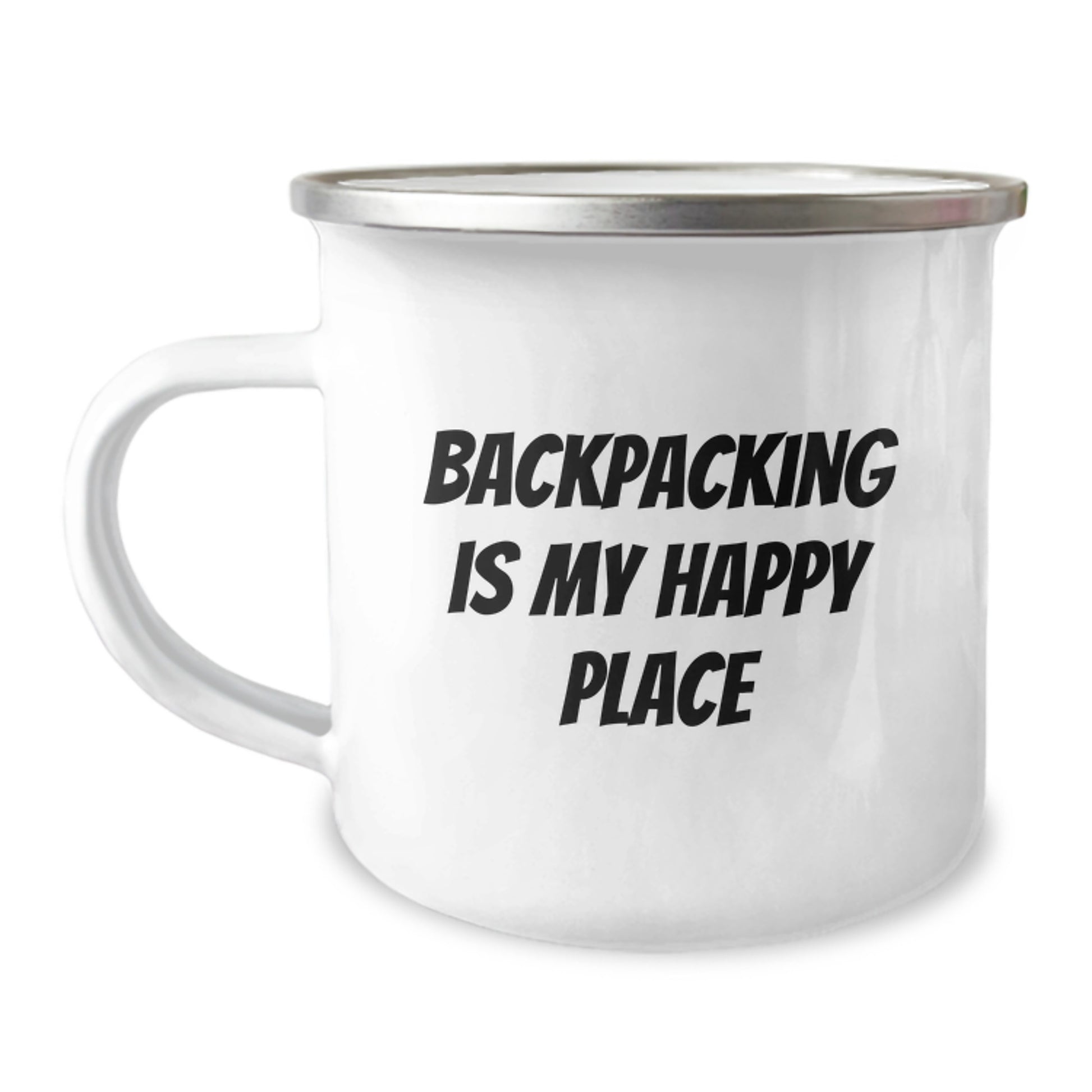 Backpacking Adventure Gifts for Him Camping Mug - 'Backpacking Is My Happy Place' Birthday Unique Gifts from Friends to Adventure Lovers - Image 1