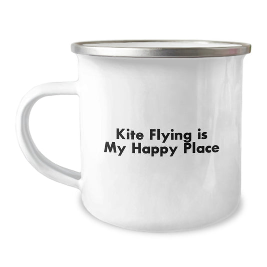 Kite Flying Gifts for Him - Fun Camping Mug for Valentine's - 'Kite Flying Is My Happy Place' Quote - Unique Gifts from Friends to Family - Image 1