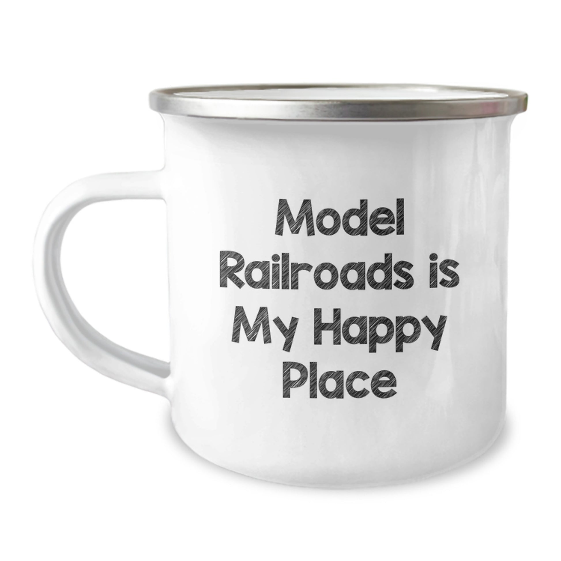 Funny Model Railroads Gifts for Men, Women, Friends, Family - Camping Mug with Model Railroads Is My Happy Place Quote, Christmas Unique Gifts from Men, Women, Friends, Family - Image 1