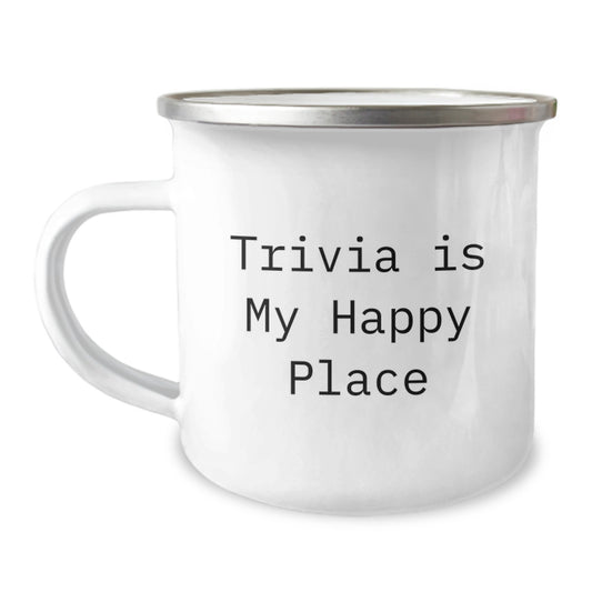 Trivia Is My Happy Place Funny Camping Mug Gifts for Mom by Friends, Perfect Mother's Day Unique Gifts from Family - Image 1