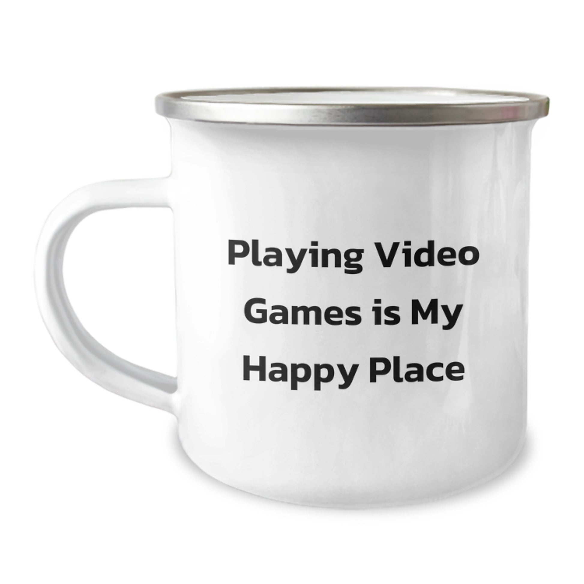 Funny Playing Video Games Gifts for Men - 'Playing Video Games Is My Happy Place' Camping Mug for Christmas - Image 1
