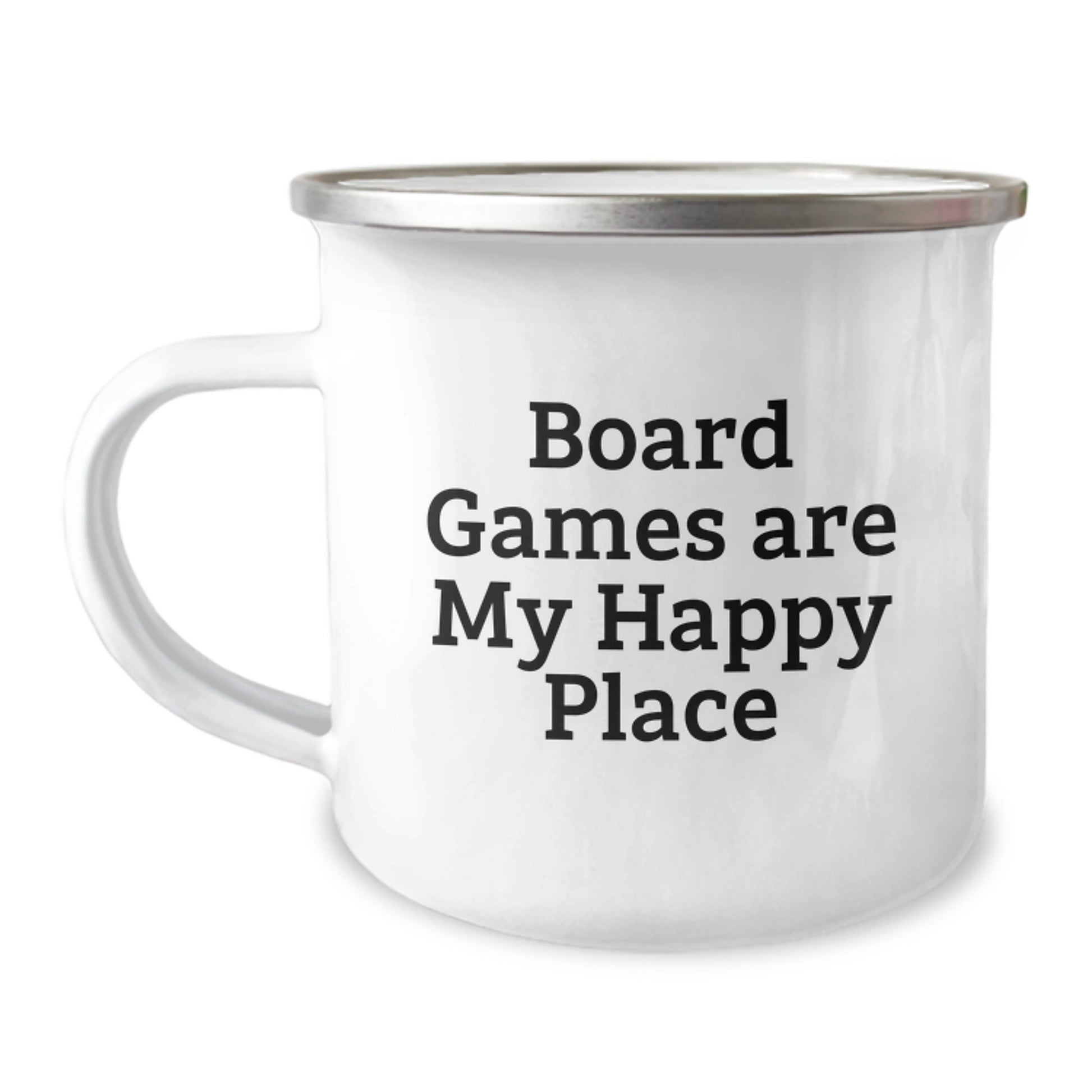 Camping Mug with Funny Quote 'Board Games Are My Happy Place', Gifts for Board Game Lovers, Valentine's Unique Gifts from Friends and Family - Image 1